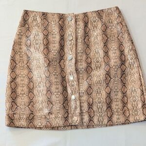 Topshop Faux Leather Snakeskin Print Mini with Buttons Size 4